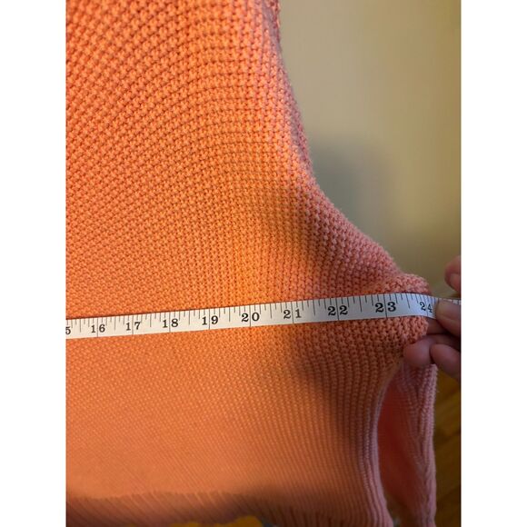 Lucky Brand Knit V-Neck Coral Long Sleeve Sweater Medium Bright Cozy Fun - Picture 4 of 4
